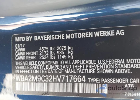 2017 BMW 230I xDrive из США, поврежденный, VIN WBA2M9C32HV717664